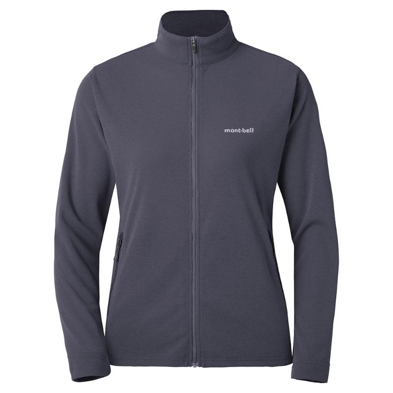Montbell Women's Wickron Long Sleeve Full Zip Shirt - Firstlayer Black Dark Gray