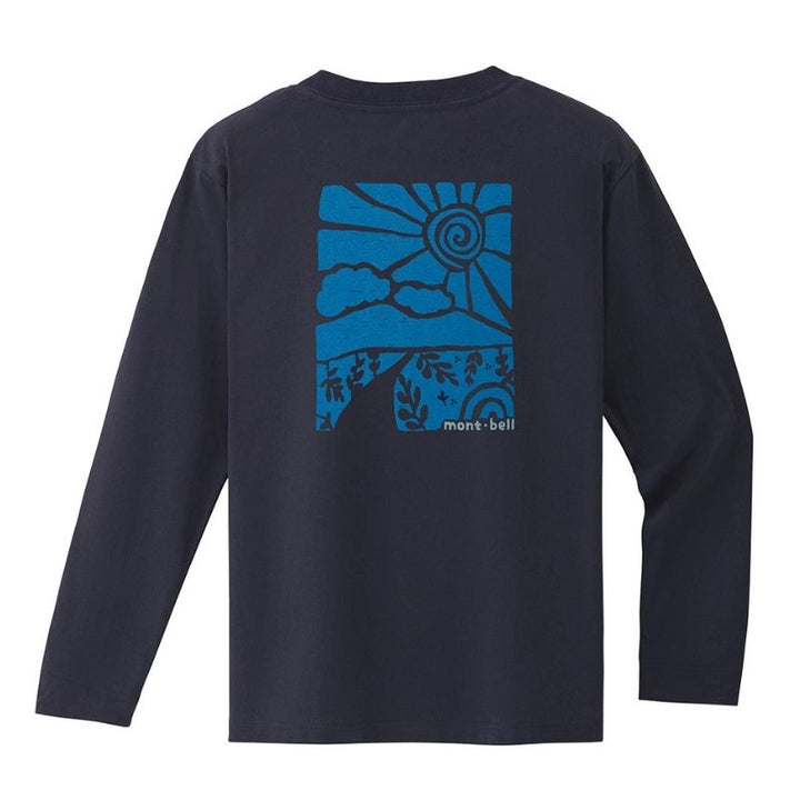 Montbell T-Shirt Unisex Pear Skin Cotton T Long Sleeve Road To The Mountain - Navy UV Cut