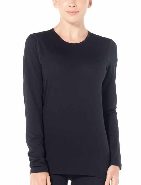 icebreaker Merino Base Layer Women's 200 Oasis Long Sleeve Crewe - Black Topaz