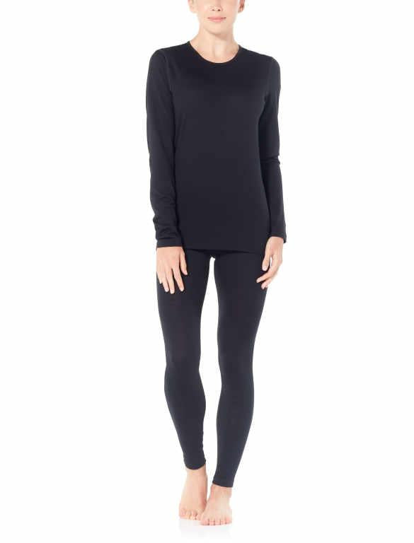 icebreaker Merino Base Layer Women's 200 Oasis Long Sleeve Crewe - Black Topaz
