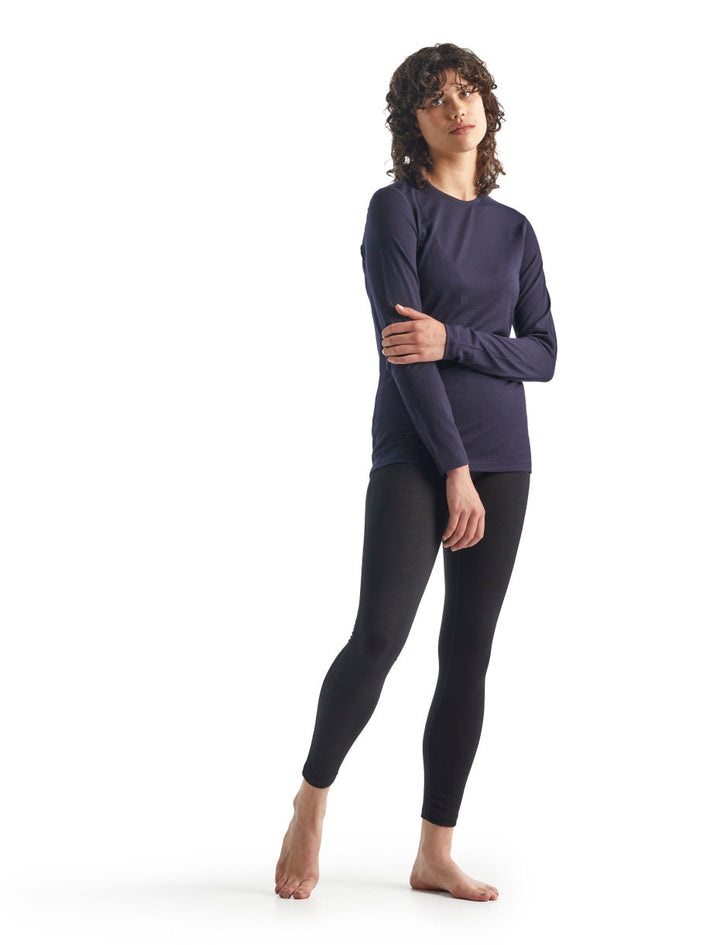 icebreaker Merino Base Layer Women's 200 Oasis Long Sleeve Crewe - Black Topaz