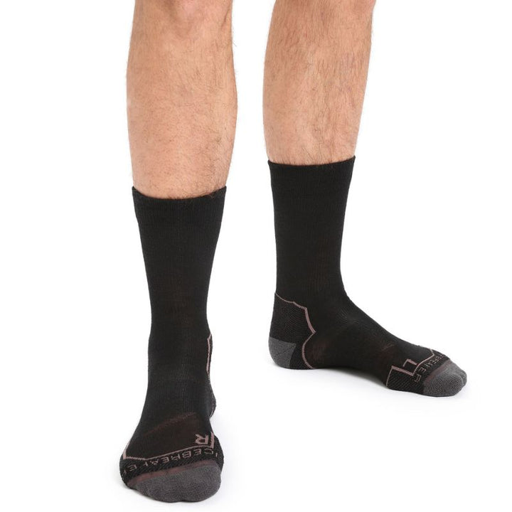 icebreaker Merino Men's Hike+ Light Crew Socks - Black Ember