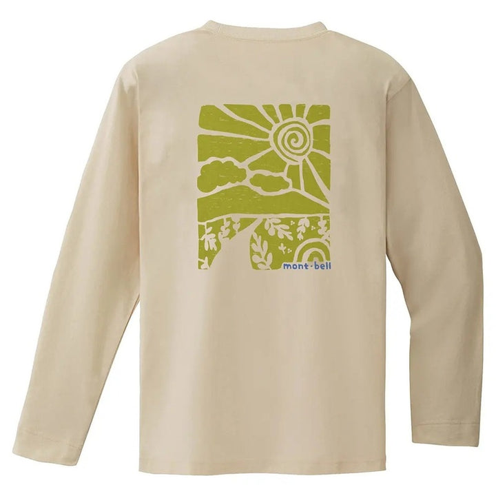 Montbell T-Shirt Unisex Pear Skin Cotton T Long Sleeve Road To The Mountain - Ivory