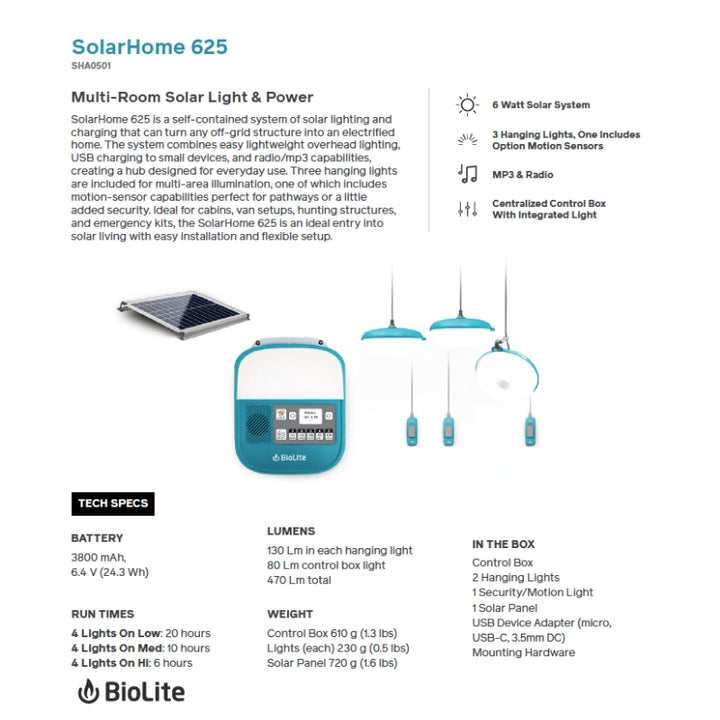 BioLite SolarHome 625 Unlocked OR - Portable Lightweight
