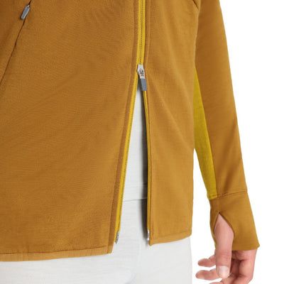 icebreaker Merino Jacket Men's 260 Quantum Zoneknit™ Merino Long Sleeve Zip Hoodie -  Clove Silver Gold