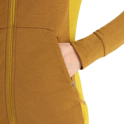 icebreaker Merino Jacket Women's 260  Quantum Zoneknit™ Merino Long Sleeve Zip Hoodie - Clove Silver Gold