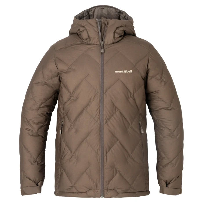 Montbell Down Jacket Women's Permafrost Light Down Parka With Hood - DRY-TEC in Dark Brown