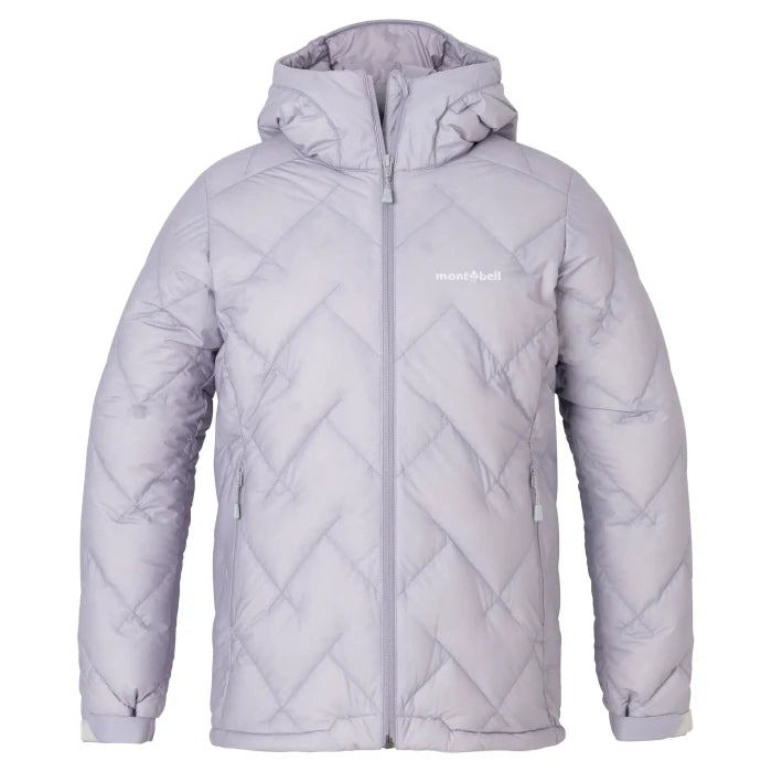Montbell Down Jacket Women's Permafrost Light Down Parka With Hood - DRY-TEC in Light Gray