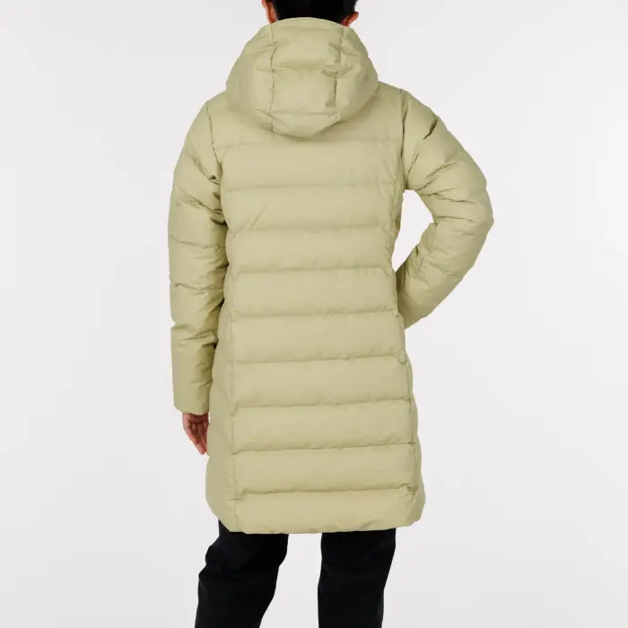 Montbell Cortina Down Coat Women's in tan, back view