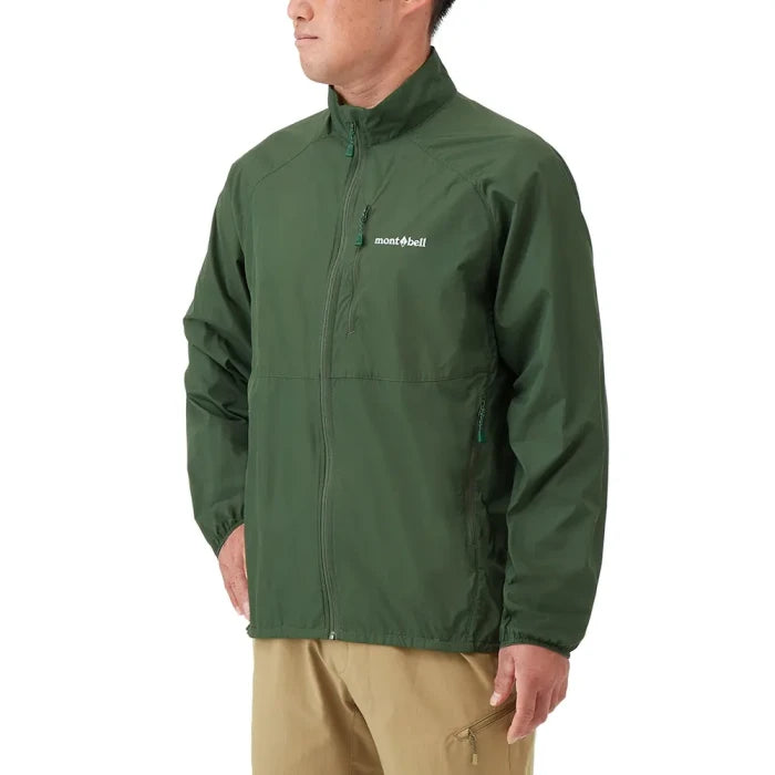 Montbell Wind Blast Jacket Men's in dark green, front view