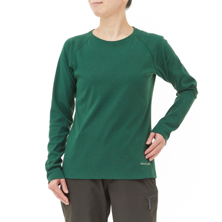 Montbell T-Shirt Women's Wickron FIT Long Sleeve T Slate Green - Everyday Hiking Trekking Firstlayer