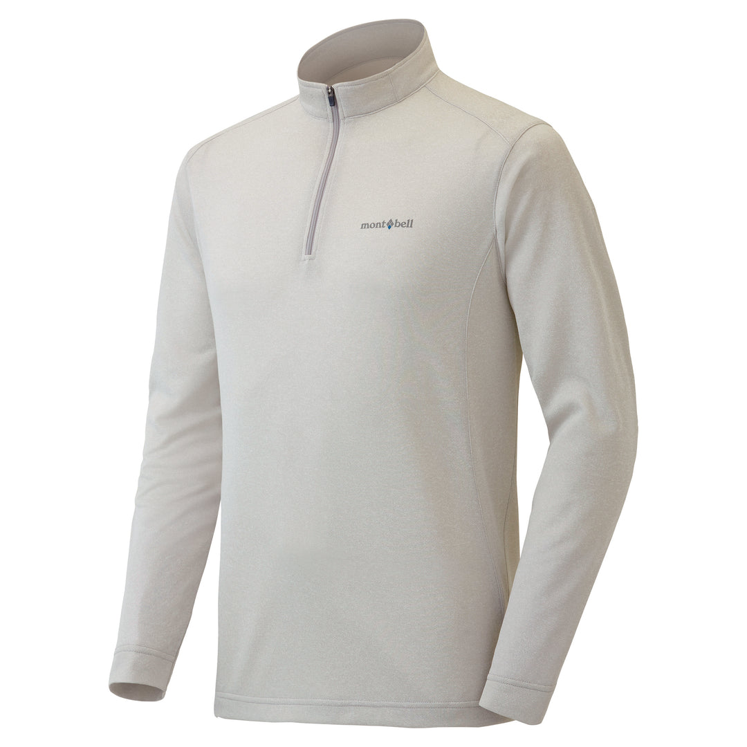 Montbell T-Shirt Men's Wickron ZEO Long Sleeve Zip Shirt in White Heather