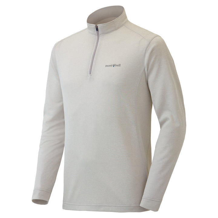 Montbell T-Shirt Men's Wickron ZEO Long Sleeve Zip Shirt in White Heather