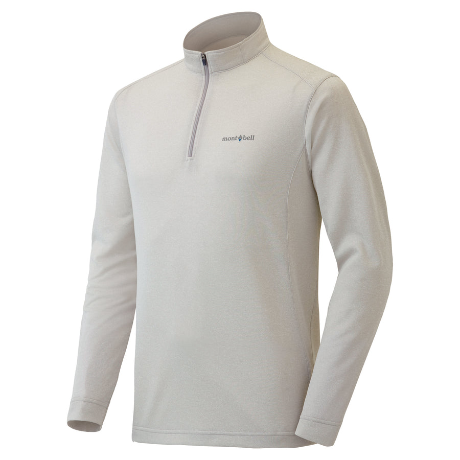 Montbell T-Shirt Men's Wickron ZEO Long Sleeve Zip Shirt in White Heather