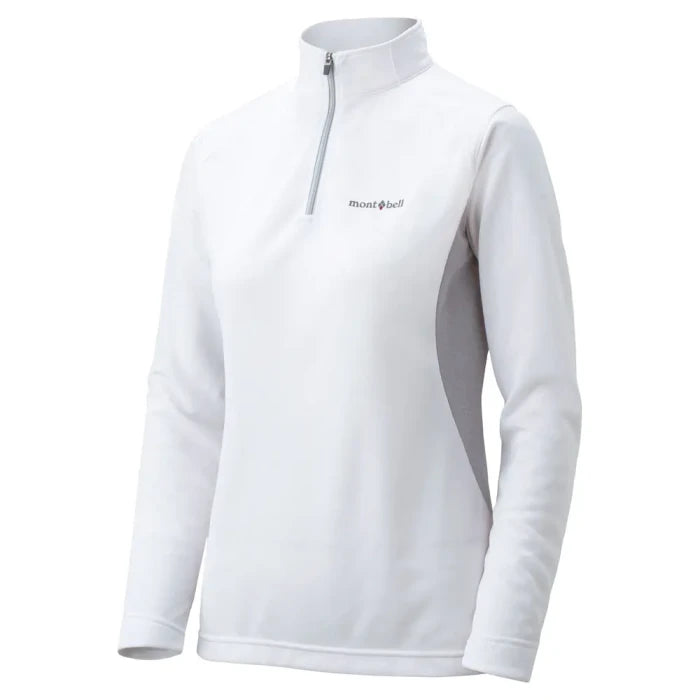 Montbell T-Shirt Women's Wickron ZEO Long Sleeve Zip Shirt in White