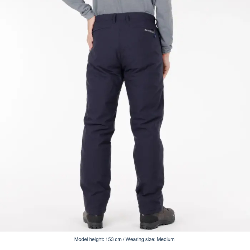 Montbell Men's O.D. Insulated Pants with Belt Loops in Dark Gray, showcasing a regular fit and durable ripstop exterior.