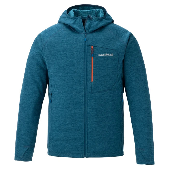 Montbell Thermal Men's CLIMAGRID Hooded Jacket in Blue Green