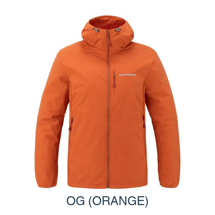 An orange hooded outdoor jacket with a full front zipper and zippered hand pockets, shown on a plain white background with the text 'OG (ORANGE)' below.