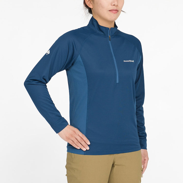 Montbell Women's Cool Long Sleeve Zip Shirt - Outdoor Hiking Trekking Firstlayer