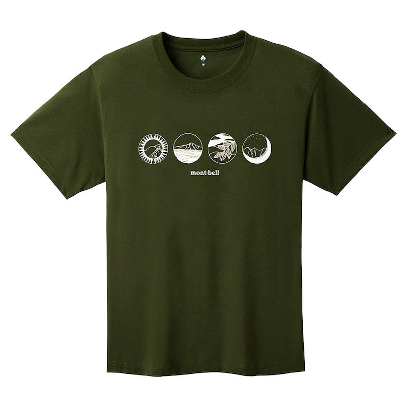 Montbell T-Shirt Unisex Wickron T Mountain Scenes - Dark Green