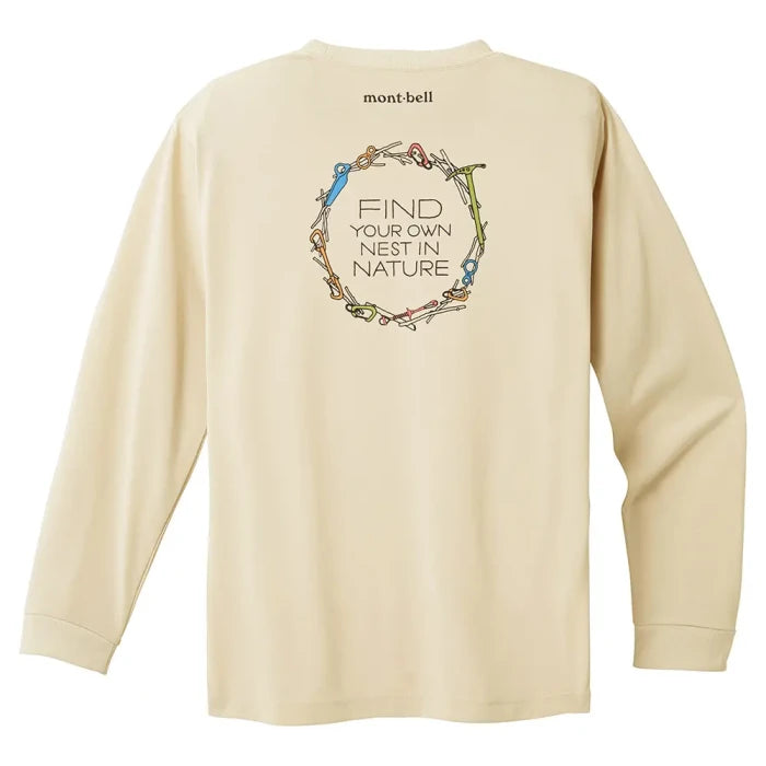 Montbell T-Shirt Unisex Wickron Long Sleeve T Gear Circle in Ivory