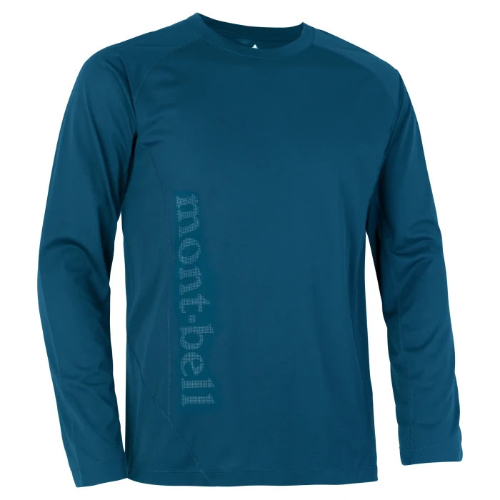 Montbell Men's Cool Light Long Sleeve T - Outdoor Hiking Trekking Firstlayer in Blue Green