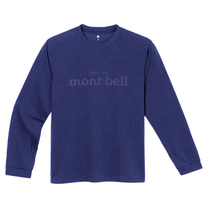 Montbell T-Shirt Unisex Wickron Long Sleeve T Embossed Logo in Blue