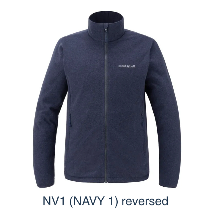 Montbell Women's Reversible Fleece Jacket in NV1 reverse, showcasing its comfortable fit and reversible dual-style design.