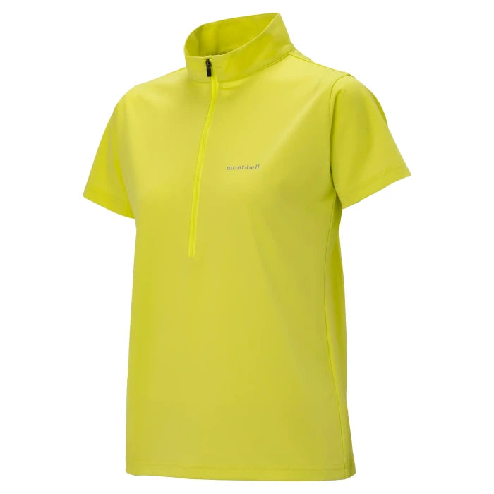 Montbell T-Shirt Women's Wickron UV-TECT Short Sleeve Zip Shirt UPF 50+ in Yellow