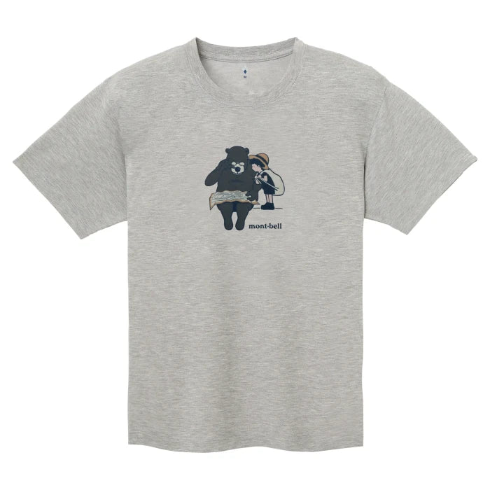 Montbell T-Shirt Unisex Wickron T Bear and Boy in Light Gray