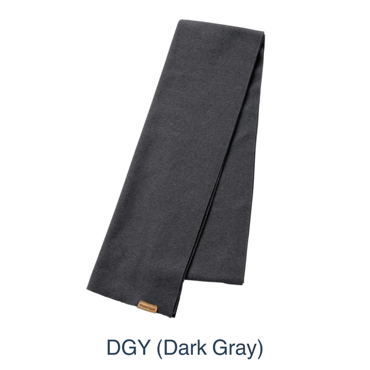 Montbell Fleece Muffler folded neatly to showcase its soft fleece construction and lightweight design.