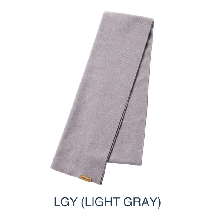 Montbell Fleece Muffler folded neatly to showcase its soft fleece construction and lightweight design.