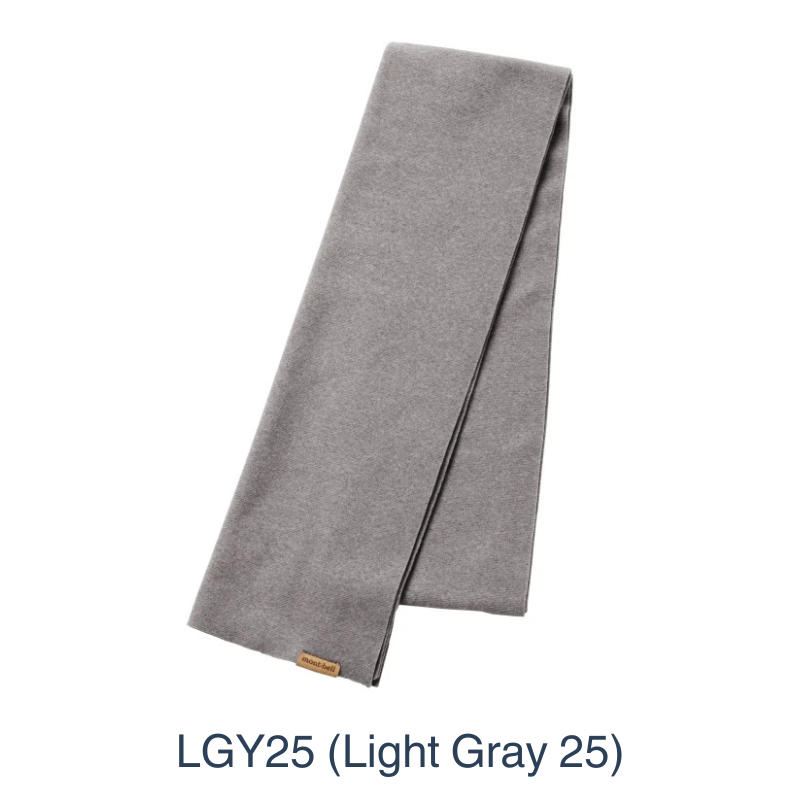Montbell Fleece Muffler folded neatly to showcase its soft fleece construction and lightweight design.