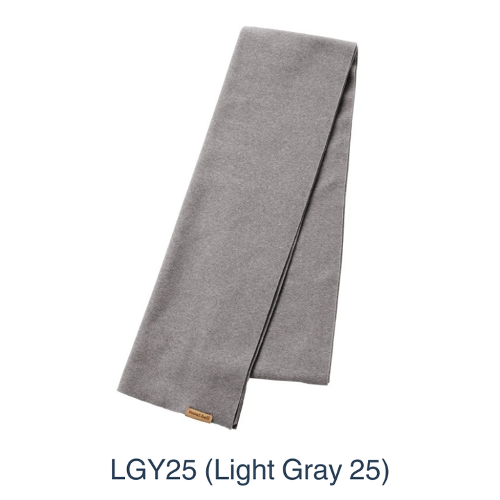Montbell Fleece Muffler folded neatly to showcase its soft fleece construction and lightweight design.