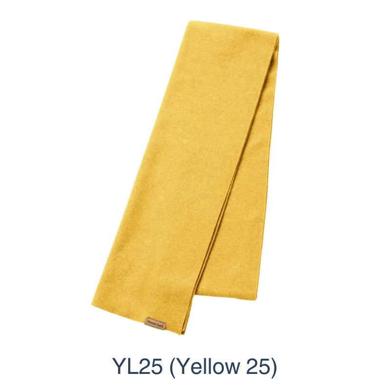 Montbell Fleece Muffler folded neatly to showcase its soft fleece construction and lightweight design.