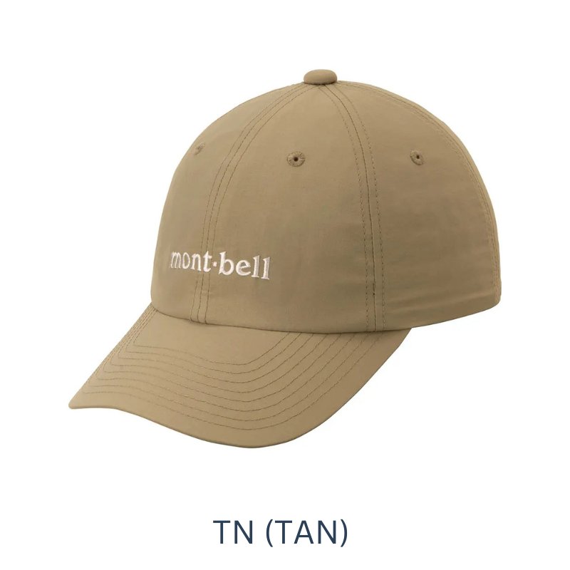 Tan cap with 'mont-bell' logo on a white background