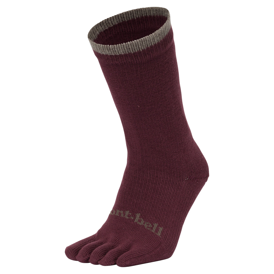Montbell Women's Wickron Travel 5 Toe Socks in Wine Red