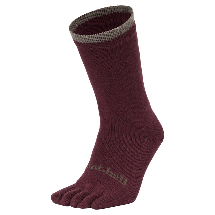 Montbell Women's Wickron Travel 5 Toe Socks in Wine Red