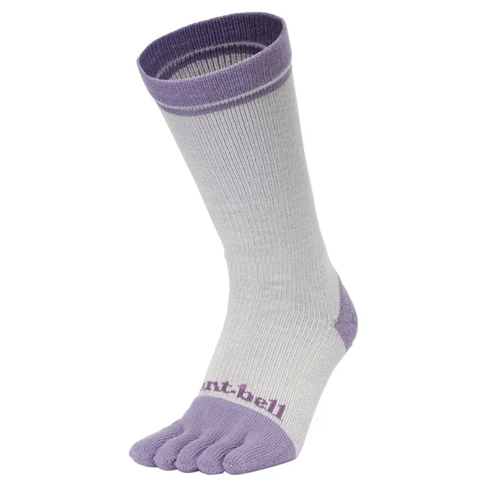 Montbell Women's Wickron Walking 5 Toe Socks in Light Gray