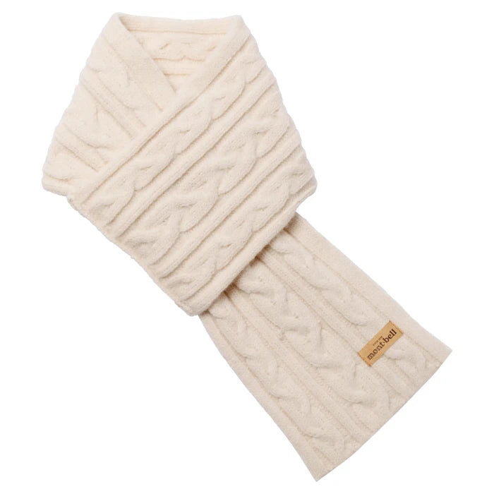 Montbell Cable Knit Short Scarf Unisex in Ivory