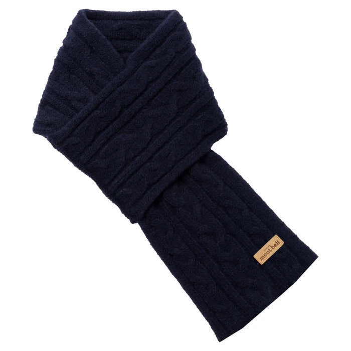 Montbell Cable Knit Short Scarf Unisex in Navy