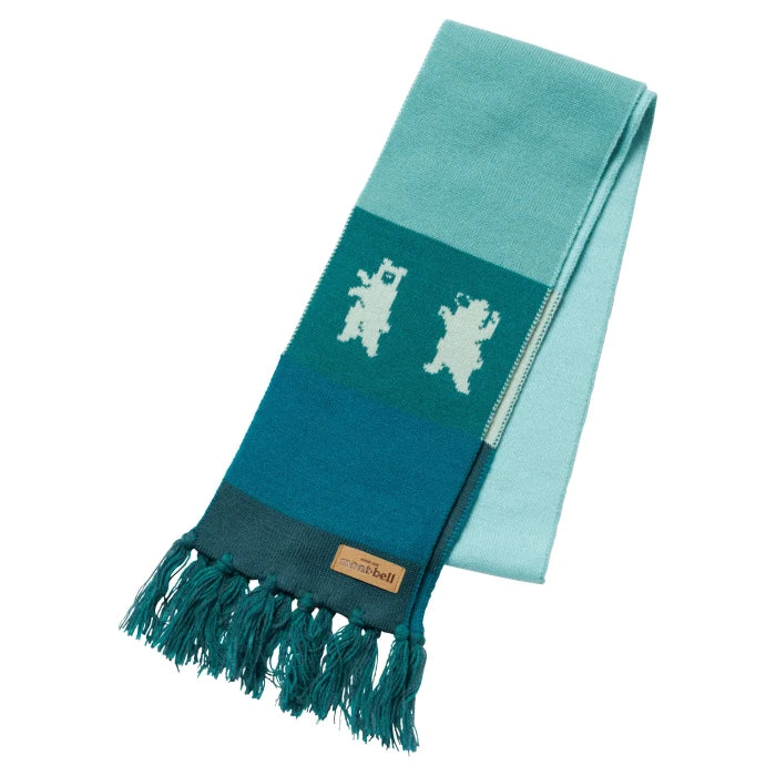 Montbell Kids' Jacquard Knit Scarf #1 in Blue Green