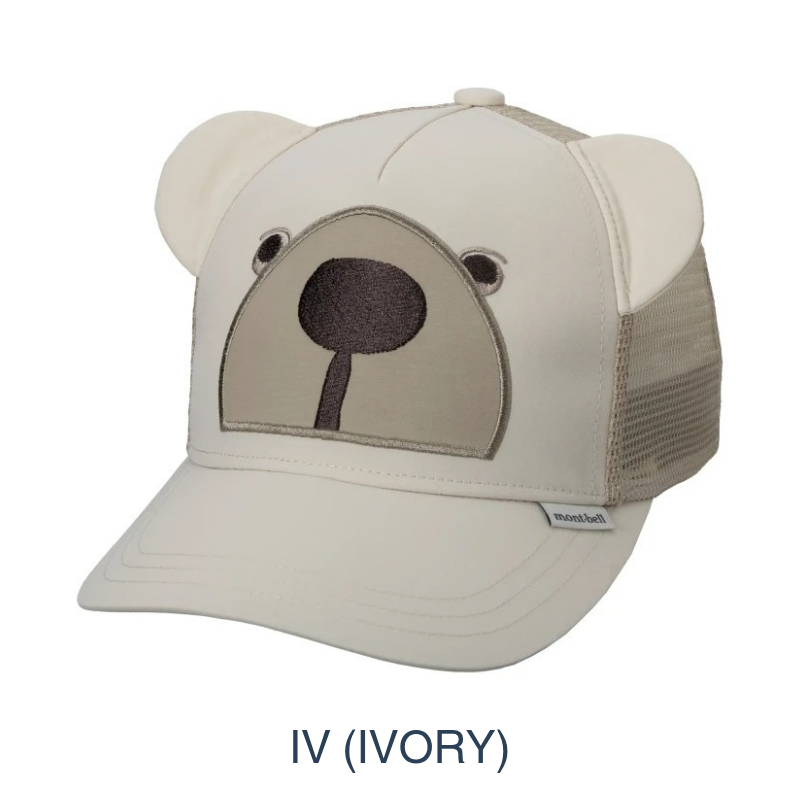 Montbell Kids' black Monta Bear Mesh Cap with bear ears.