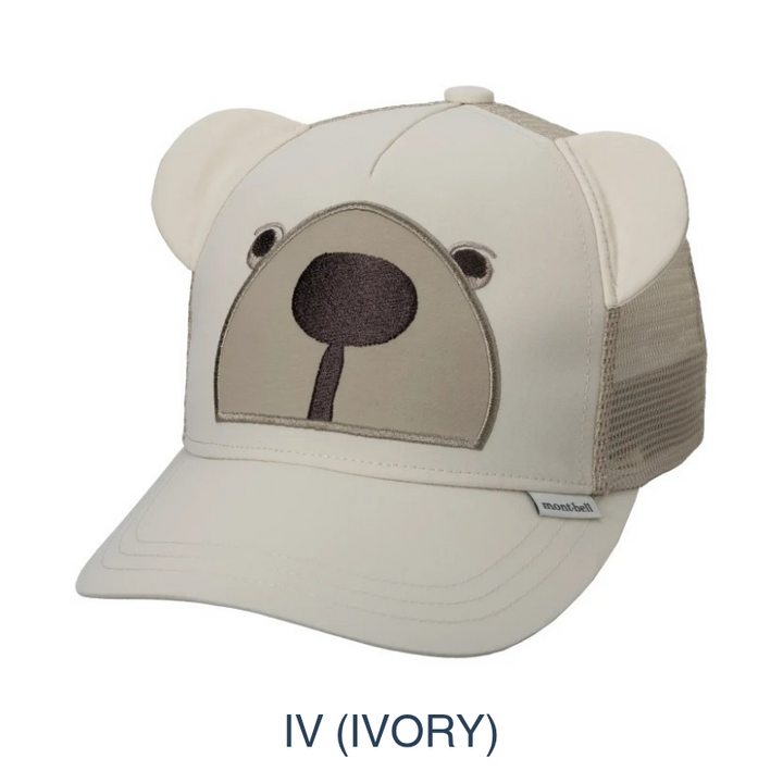 Montbell Kids' black Monta Bear Mesh Cap with bear ears.
