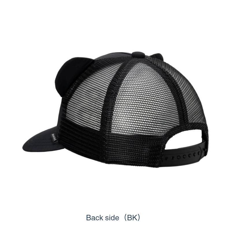Montbell Kids' black Monta Bear Mesh Cap with bear ears.
