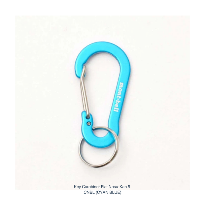 Montbell Key Carabiner Flat Nasu-Kan size 5 in cyan blue