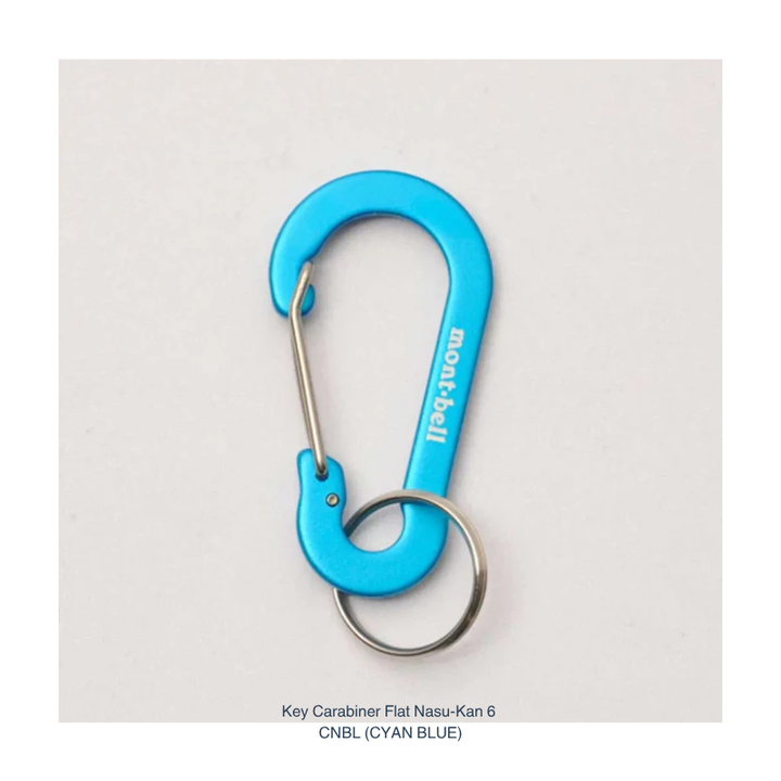 Montbell Key Carabiner Flat Nasu-Kan size 6 in cyan blue