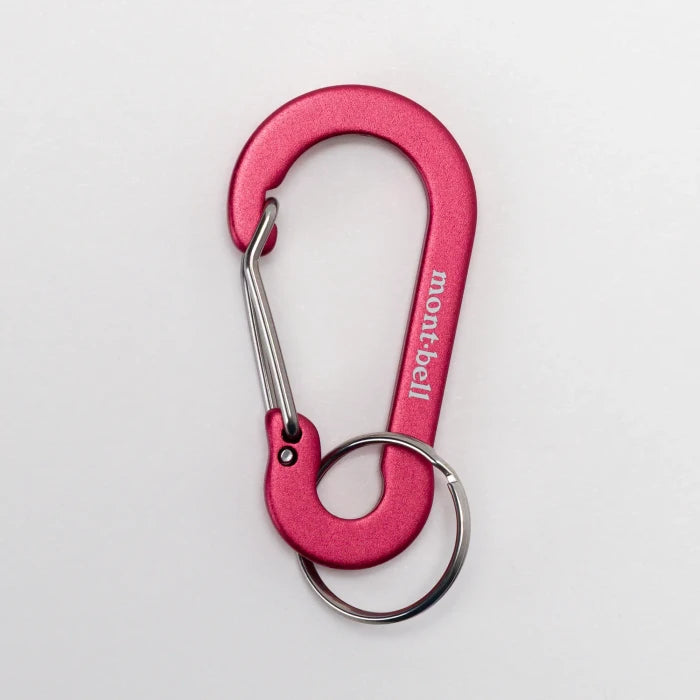 Montbell Flat Nasu-Kan 6 key carabiner in Vermilion, flat aluminium body with spring gate and split ring.