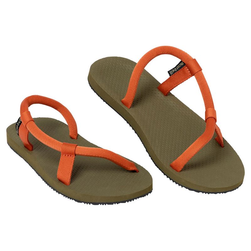 orange sock on sandals