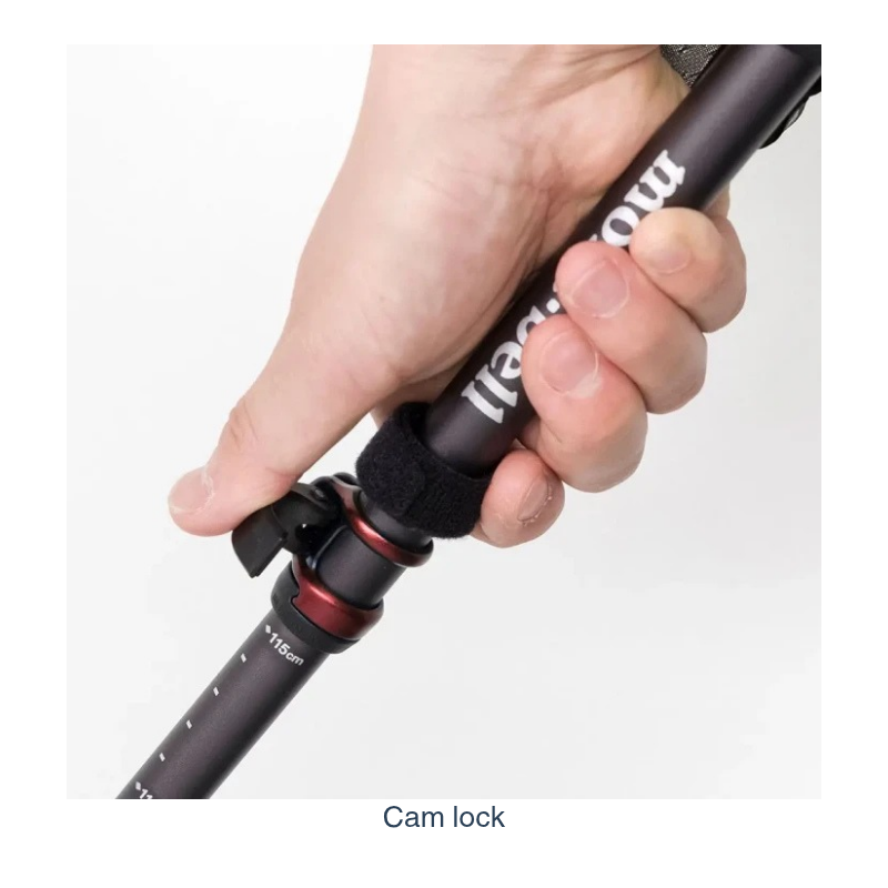 Montbell Alpine Folding Pole 120 showing the cam lock.  